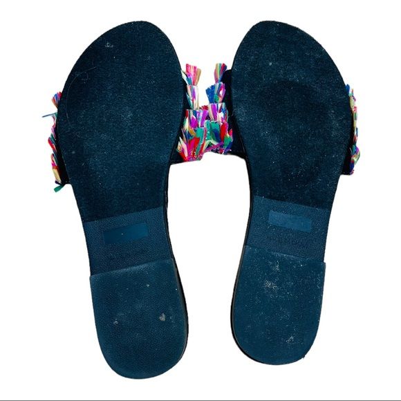 Delta Multicolor Fringe Slide Sandals Sumner Flats Basic by Betsey Johnson - Image 9