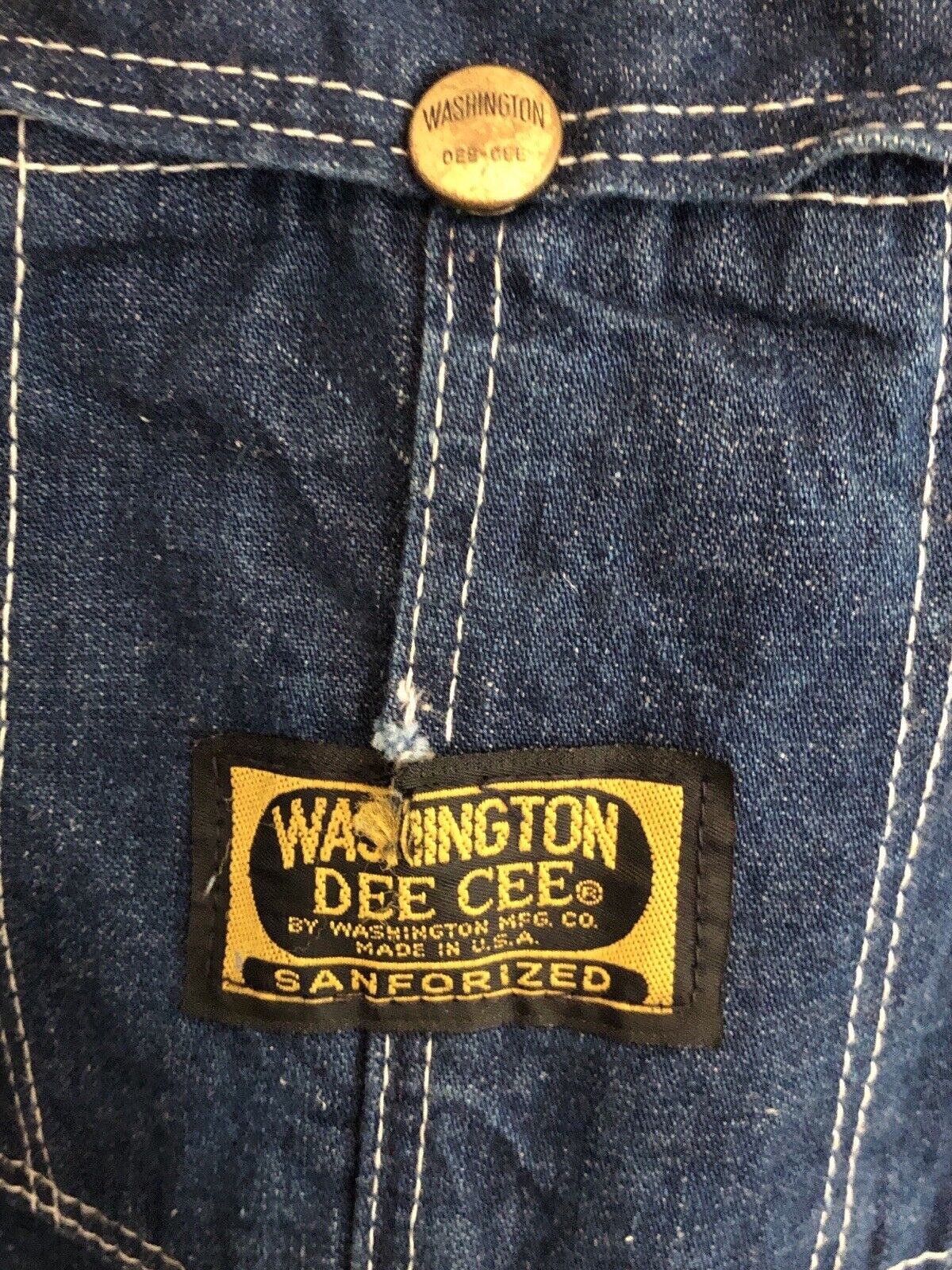Denim Overall Jean Button Fly Sanforized 60s 70s Mens Womens by Washington Dee Cee - Image 5