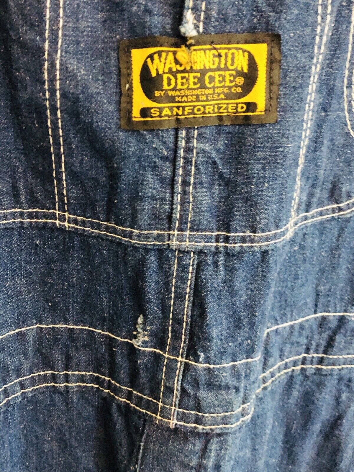 Denim Overall Jean Button Fly Sanforized 60s 70s Mens Womens by Washington Dee Cee - Image 9