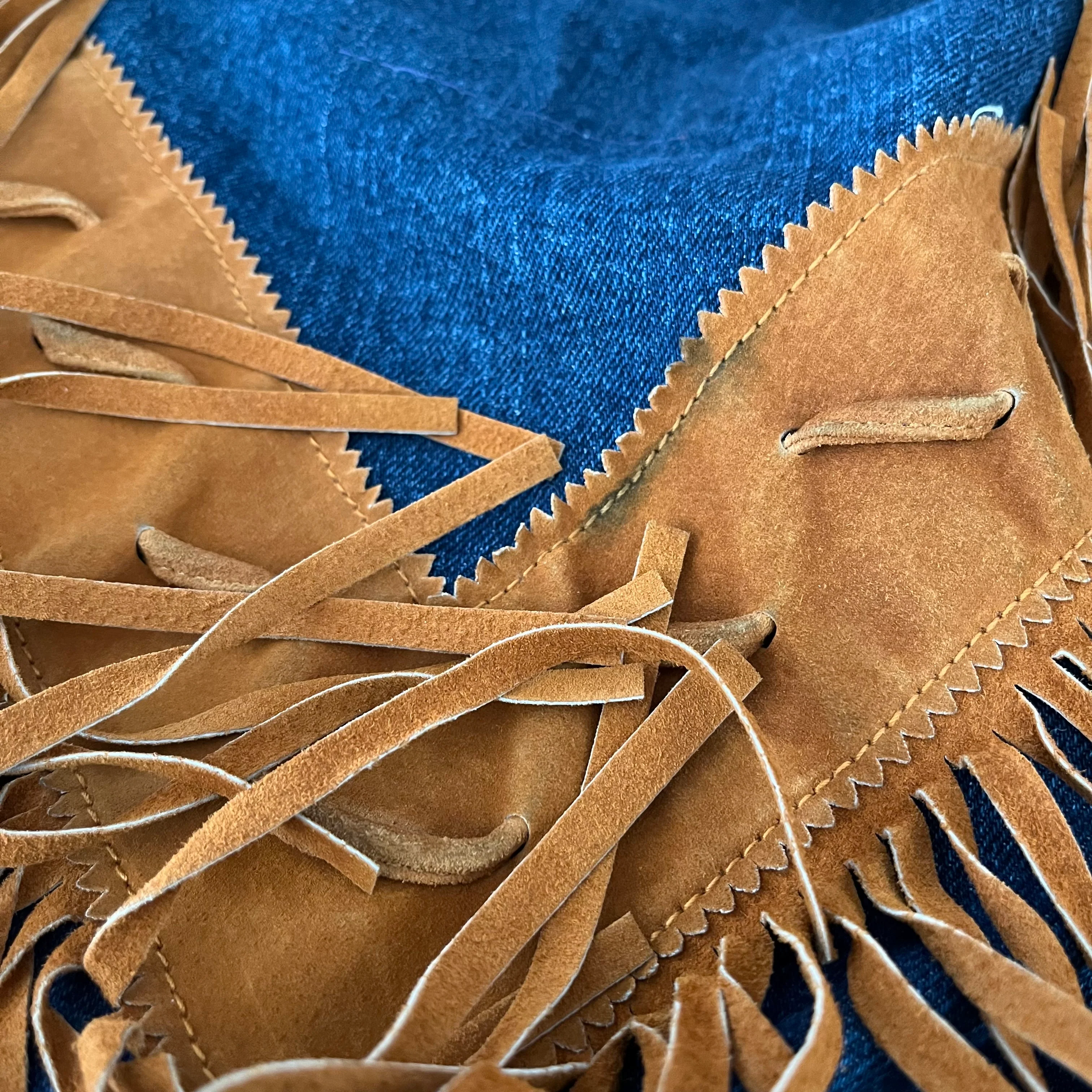 Denim Suede Jacket Fringe Cowgirl Southwestern By Frontier - Image 10
