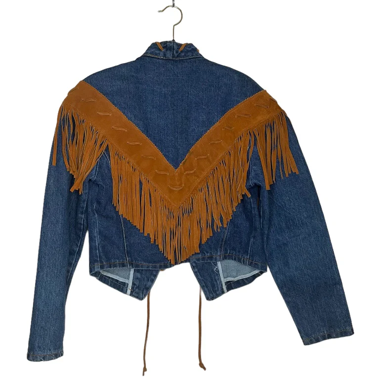 Denim Suede Jacket Fringe Cowgirl Southwestern By Frontier - Image 8