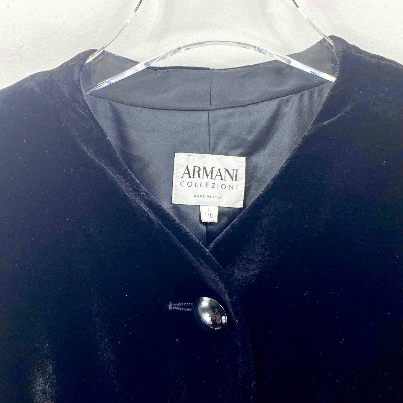 Designer Silk Black Velvet Button Bolero Jacket by Armani Collezioni - Image 3
