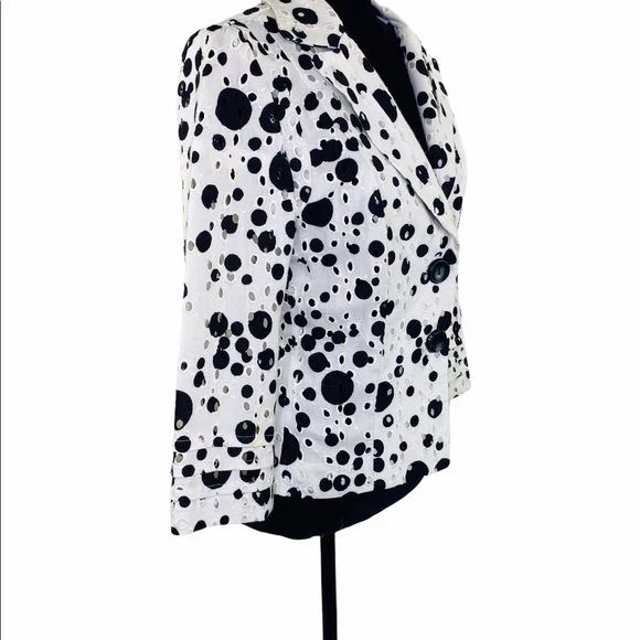 Designer Vintage Eyelets Tailored Jacket Linen Blend Quarter Length Sleeves by Alberto Makali - Image 7