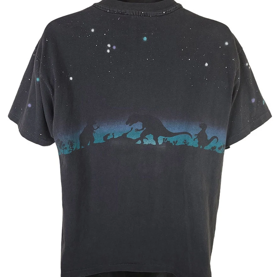 Dinosaurs T-Shirt Vintage 90s All Over Print Stars T Rex Made In Usa Mens Size Large - Image 3