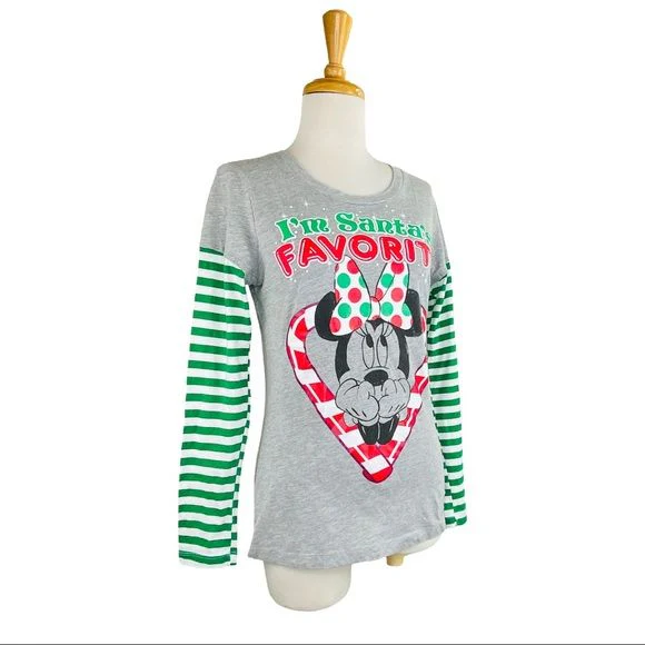 Disney Minnie Christmas Jersey Santas Favorite Minnie Mouse Long Sleeve Cotton by Disney - Image 4
