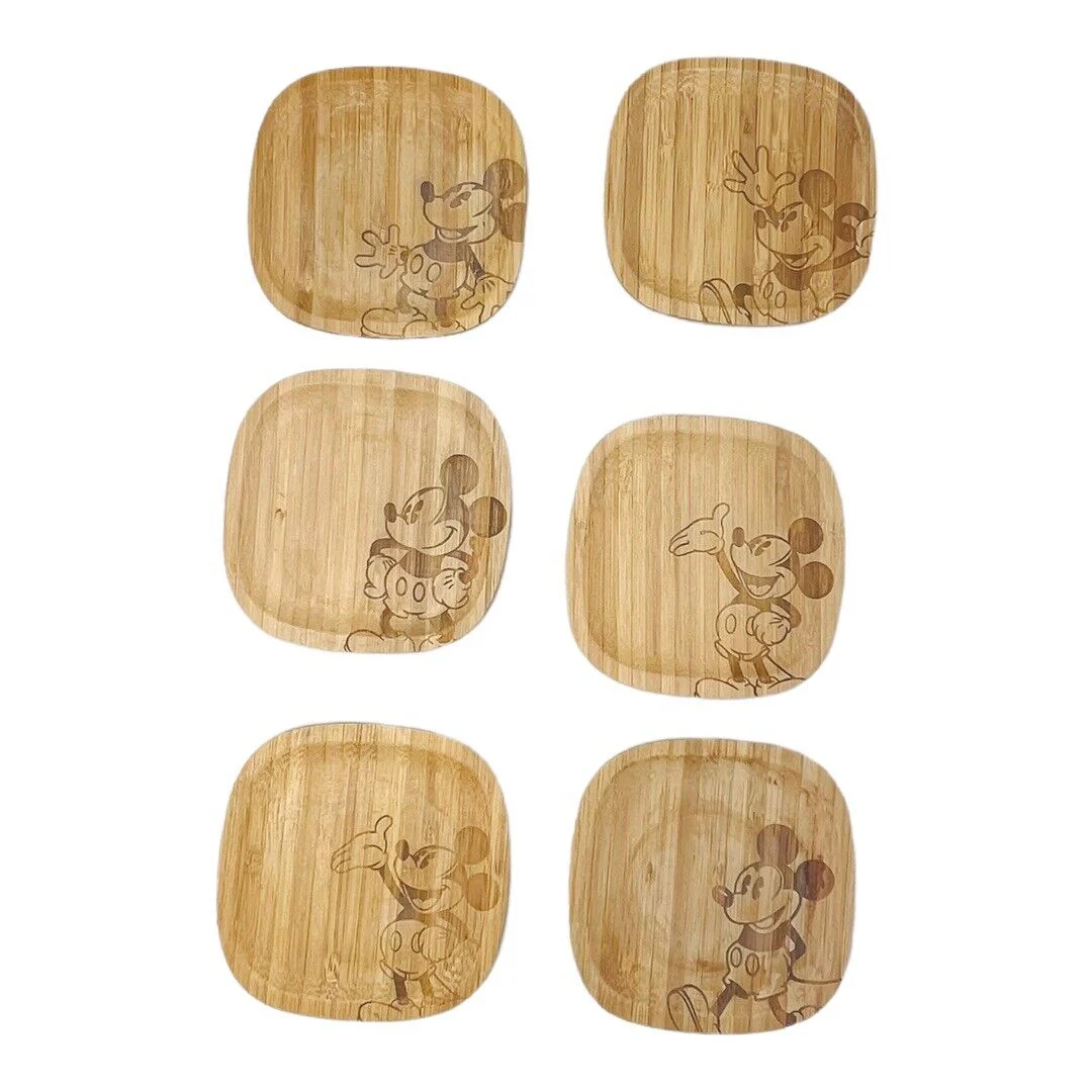 Disney Parks Mickey Mouse Bamboo Authentic Original Coaster Set of 6 Stamp Used by Disney - Image 9