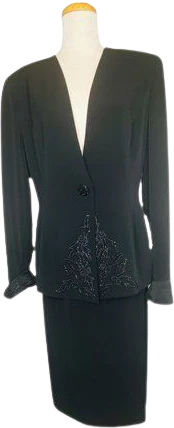 Dnwt 3 Piece Jacket Skirt and Scarf Formal Suit Nwt Black Size 12 by Daymor Couture
