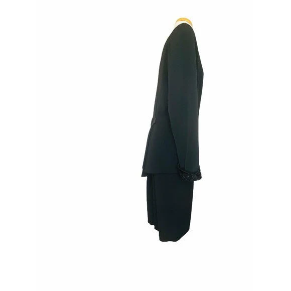 Dnwt 3 Piece Jacket Skirt and Scarf Formal Suit Nwt Black Size 12 by Daymor Couture - Image 6