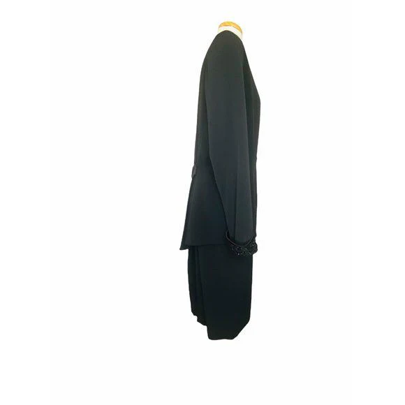 Dnwt 3 Piece Jacket Skirt and Scarf Formal Suit Nwt Black Size 12 by Daymor Couture - Image 8