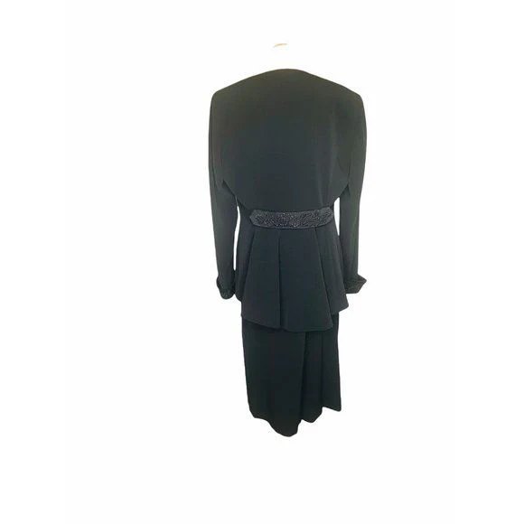 Dnwt 3 Piece Jacket Skirt and Scarf Formal Suit Nwt Black Size 12 by Daymor Couture - Image 9