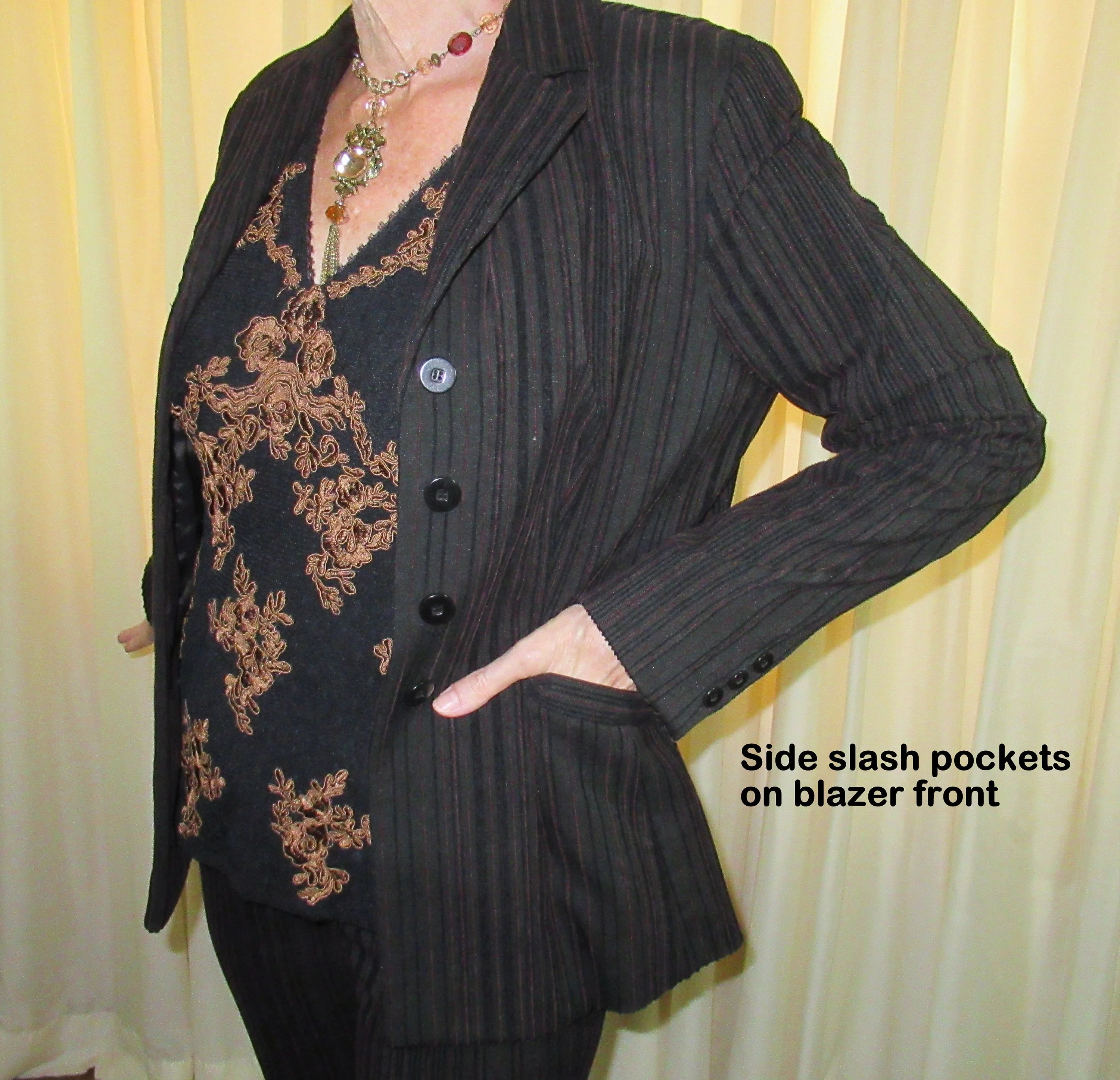Doncaster Pant Set Stripes In Bronze On Brown Slim Style Nylon Cotton and Lycra Bonus Inc Stretch Tank Top Vintage by Doncaster - Image 3