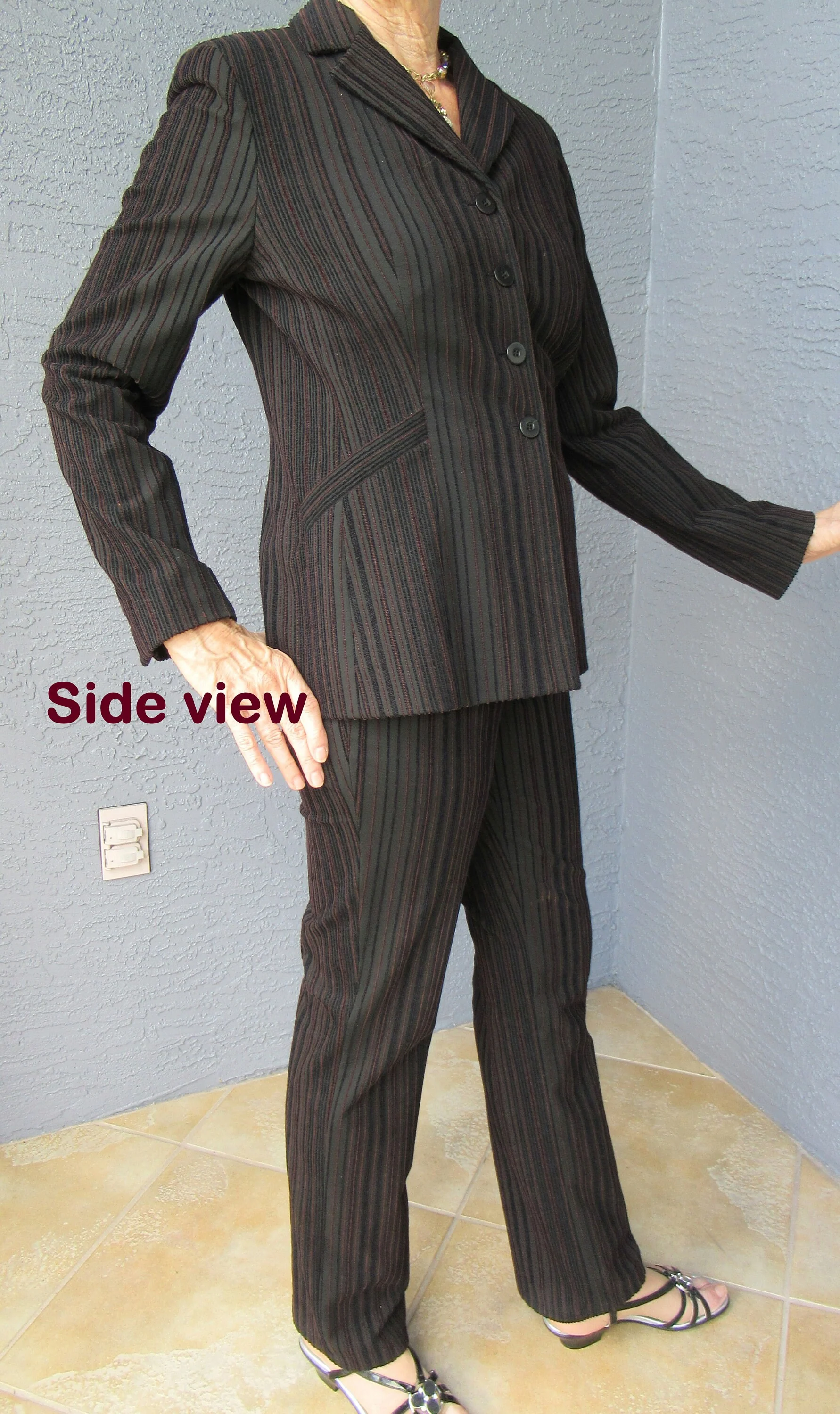 Doncaster Pant Set Stripes In Bronze On Brown Slim Style Nylon Cotton and Lycra Bonus Inc Stretch Tank Top Vintage by Doncaster - Image 6