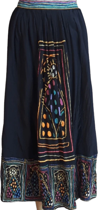 80's Whimsical Slit Side Midi Skirt by Dorothy Schoelen