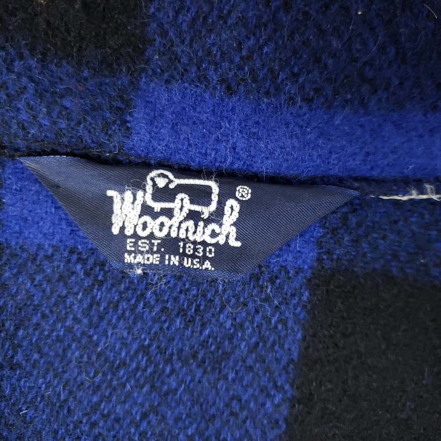 Double Mackinaw Cape Cruiser Jacket Vintage 80s Blue Buffalo Plaid Made In Usa Mens Size Xl by Woolrich - Image 7