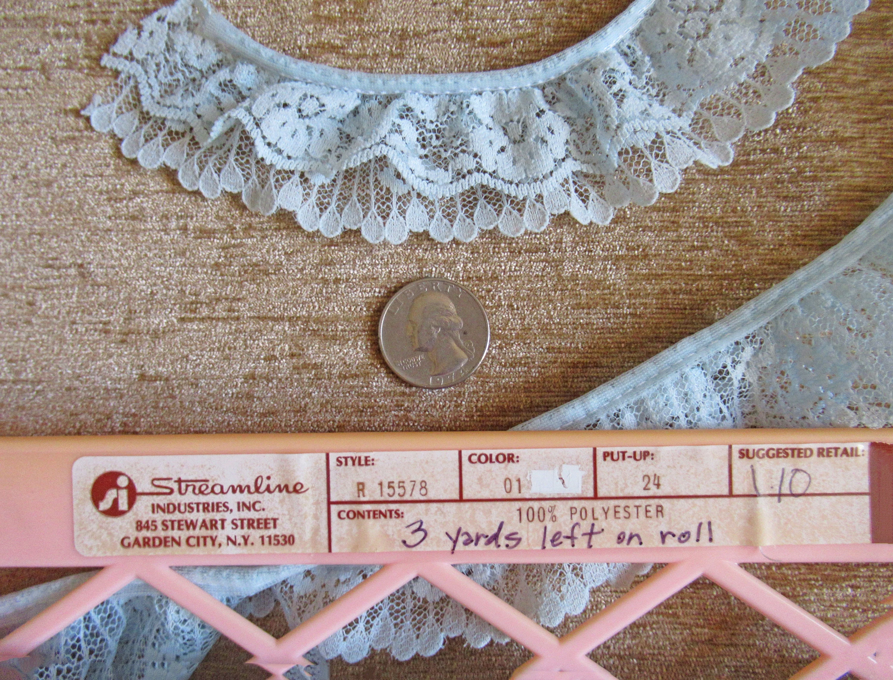 Double Tier Pastel Blue Softly Ruffled Wide Lace Trim 3 Yard Piece Pretty Scalloped Edges On Original Streamline Trim Roll - Image 8