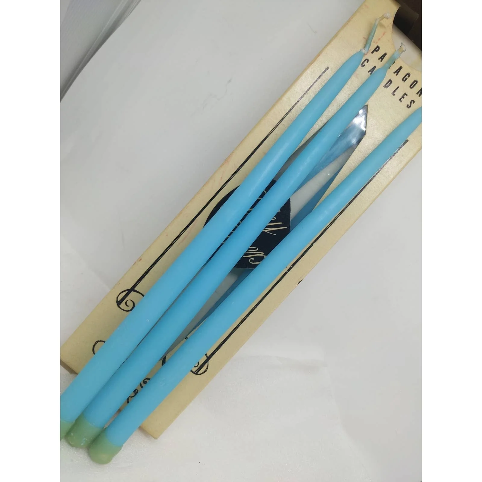Dozen Aqua Turquoise Candle 10 '' Vintage Unburned by Paragon Candles - Image 4