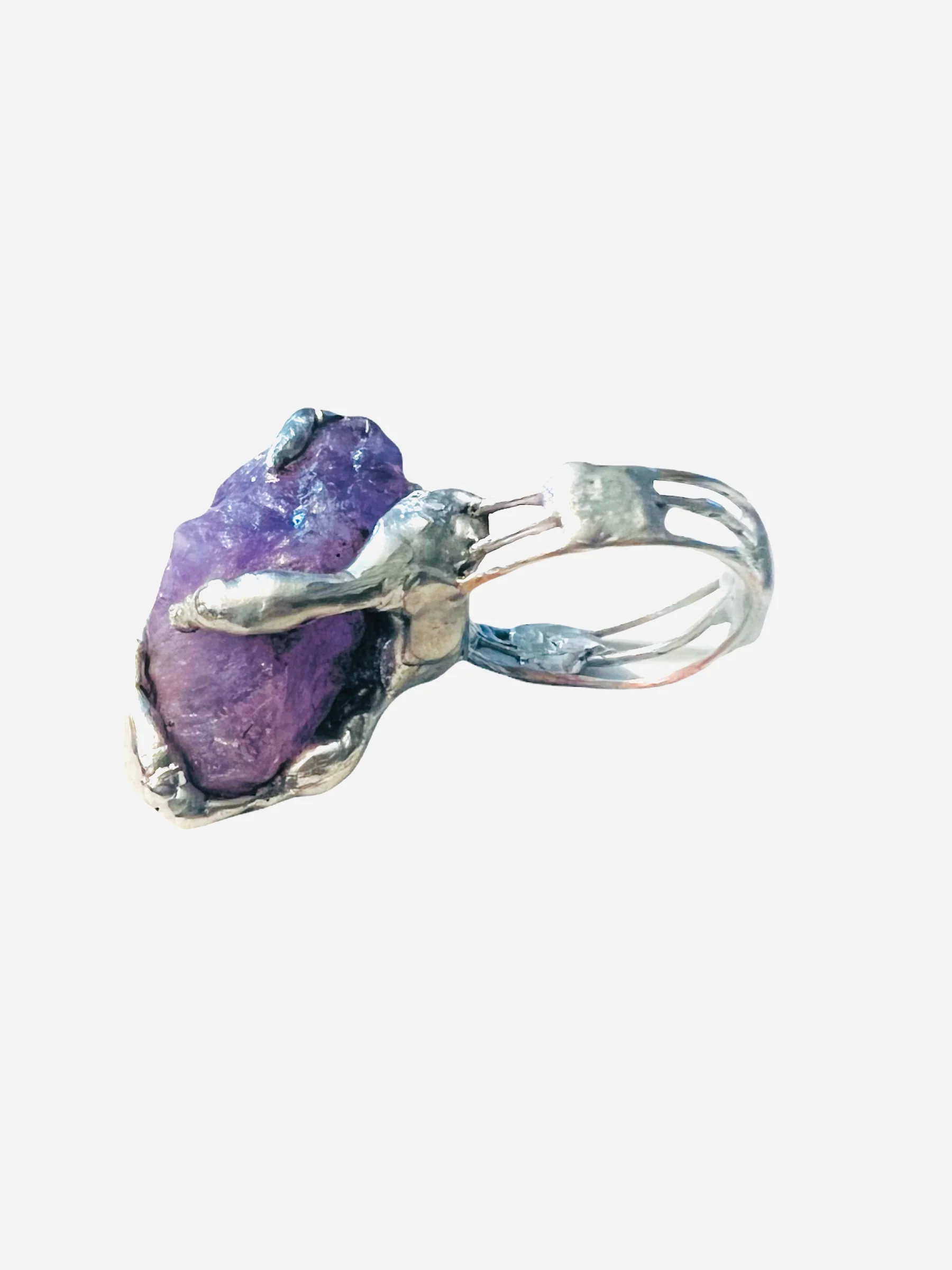 Dragon Claw Ring with Raw Quartz and Solder Handmade - Image 12