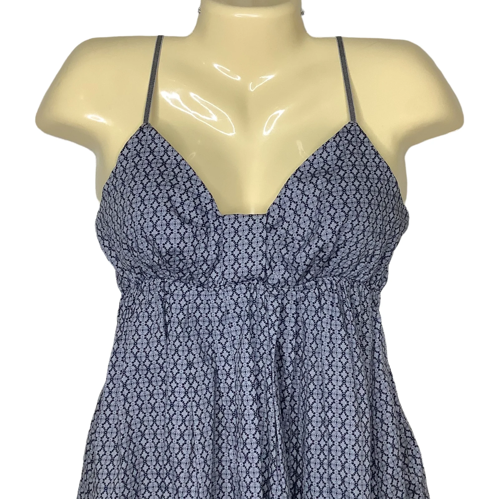 Dress 00s Mini Baby Doll Girls Large Womens Xs/s Gray Geo Print Sleeveless by LEI - Image 4