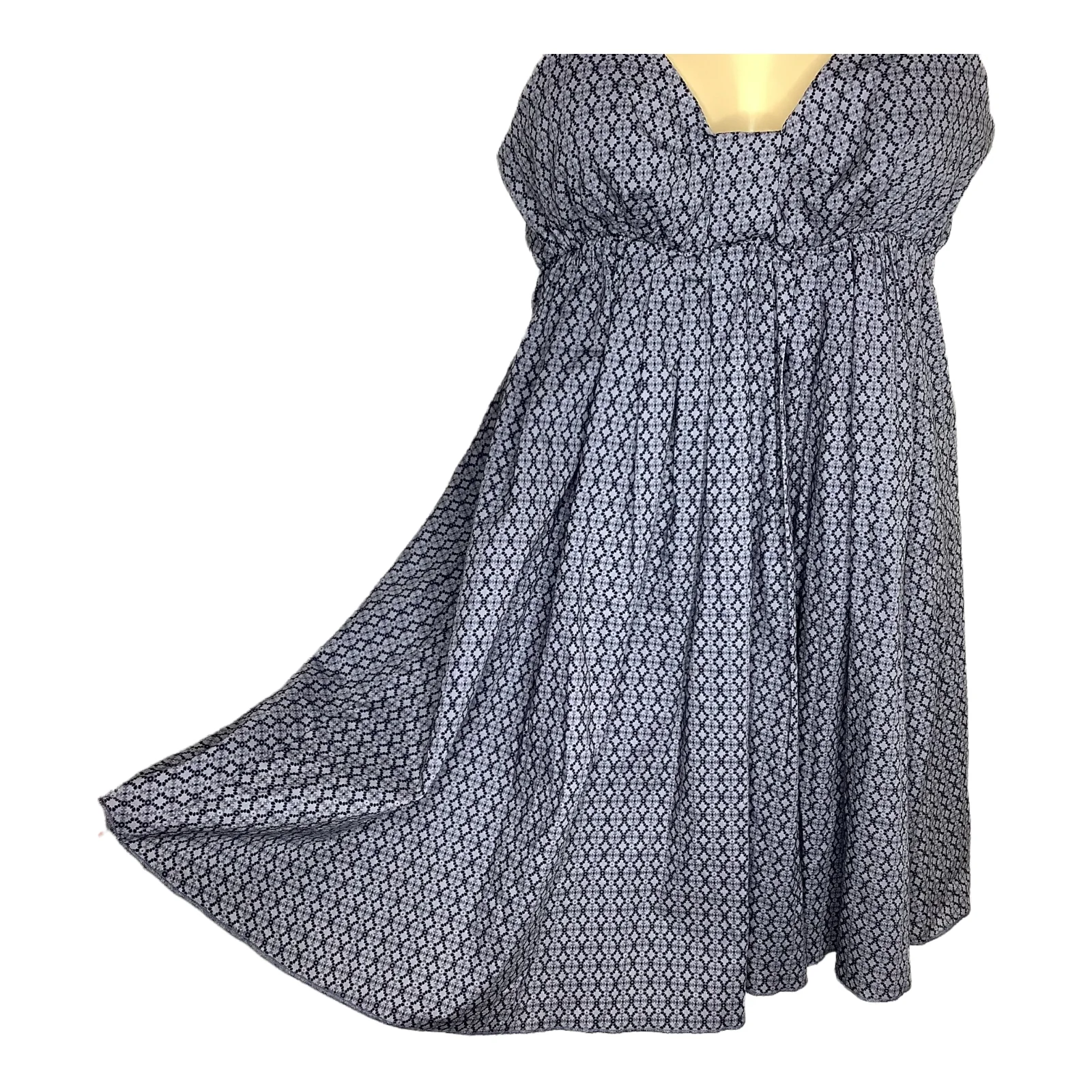 Dress 00s Mini Baby Doll Girls Large Womens Xs/s Gray Geo Print Sleeveless by LEI - Image 6