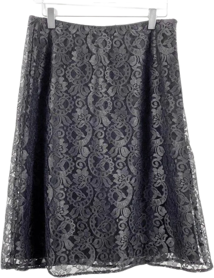 Gray Barn Lace Floral Flowy A-Line Midi Skirt Dress by Dress Barn