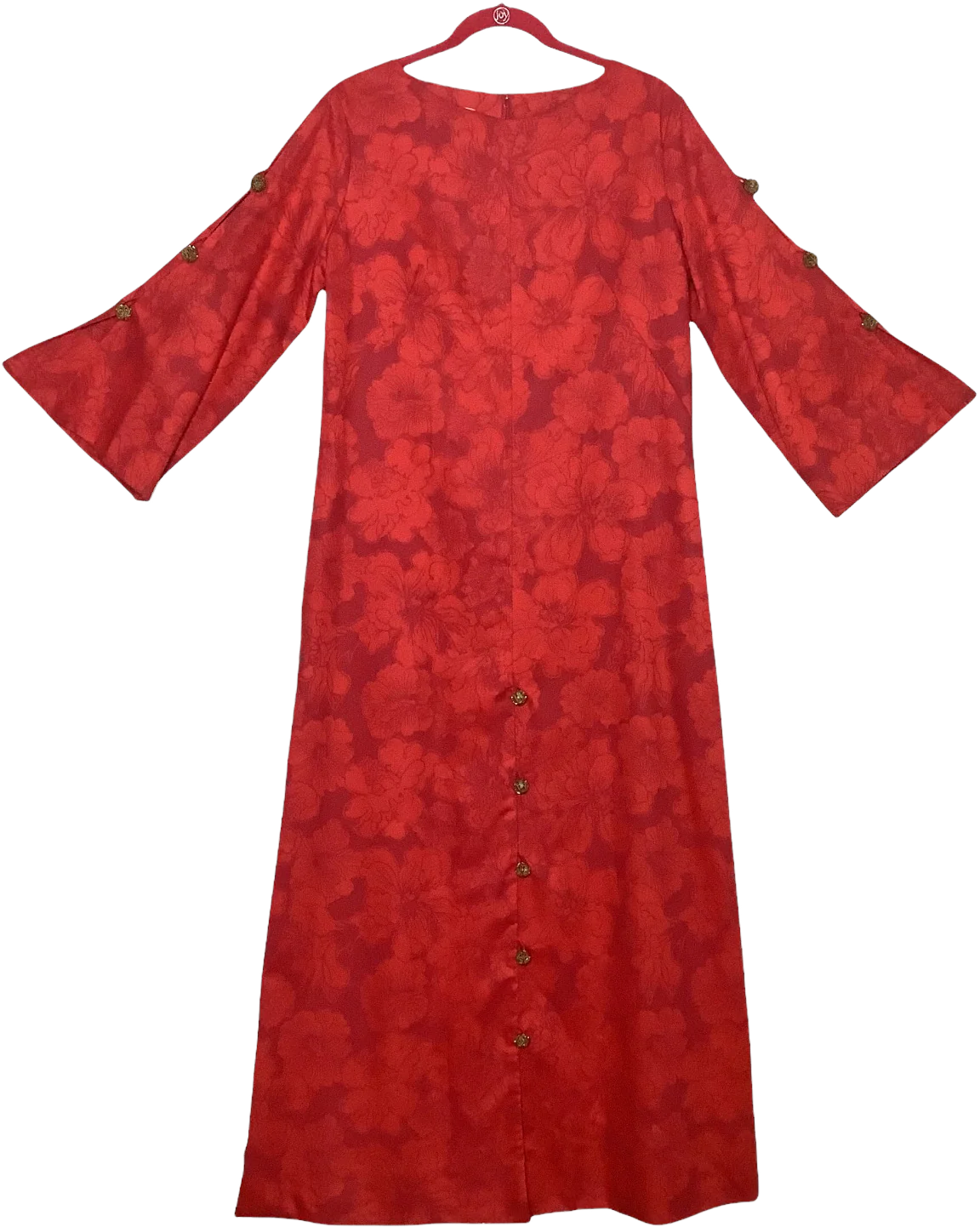 Dress M/l Bell Sleeve Floral Bauble Buttons Katan Read by Vanda Fashions