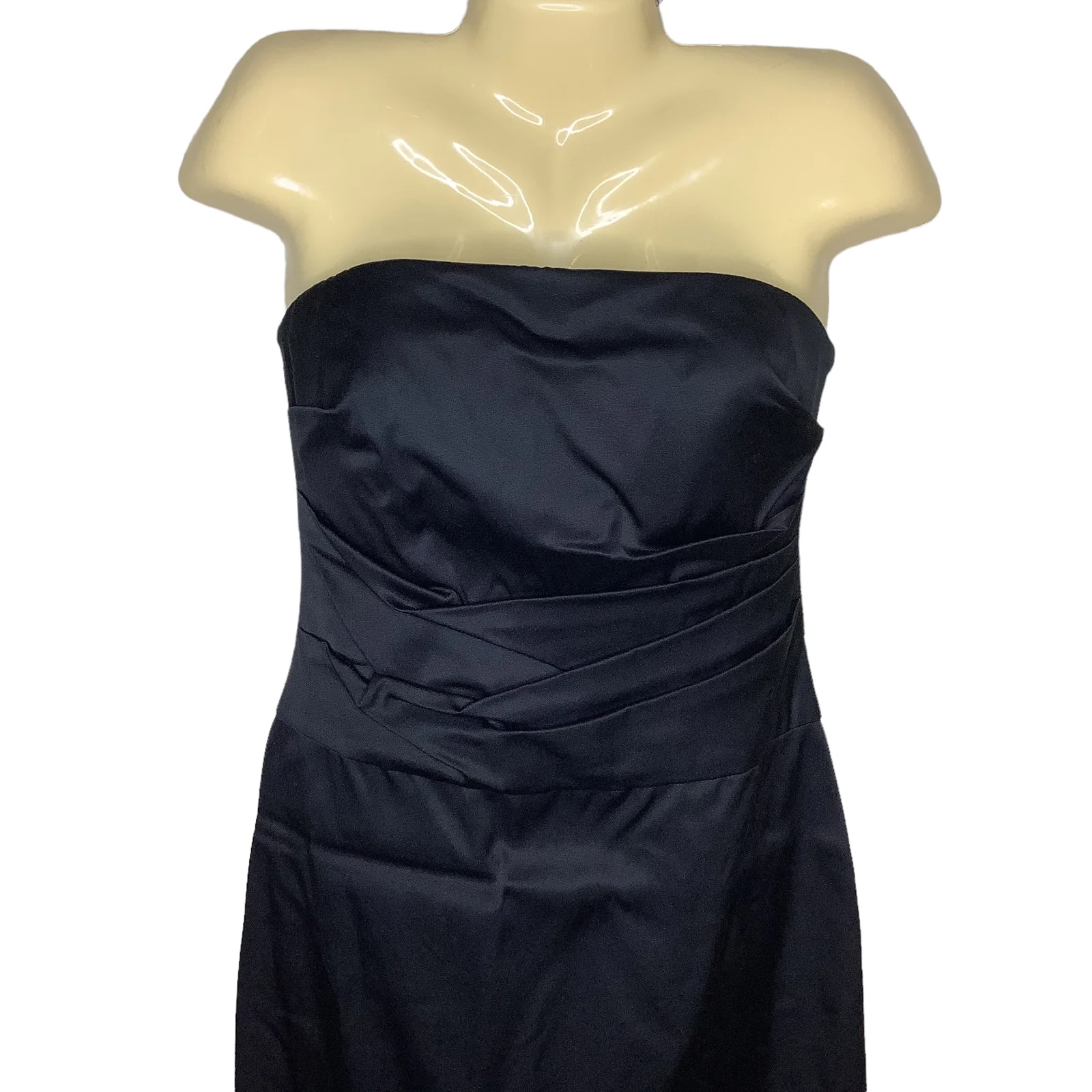 Dress Mini S/m Vintage 90s Black Strapless Ruched Cocktail Sheath Lbd by Kay Unger - Image 4