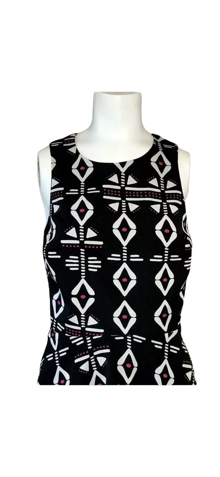 Dress Sleeveless Open Back A-Line Size 6 Black and White by Neiman Marcus - Image 4