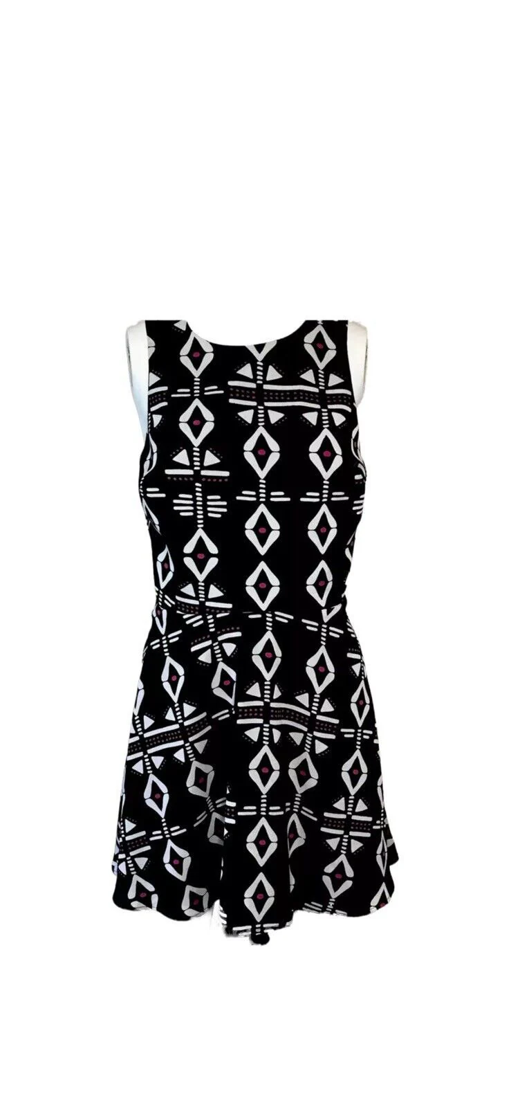 Dress Sleeveless Open Back A-Line Size 6 Black and White by Neiman Marcus - Image 8