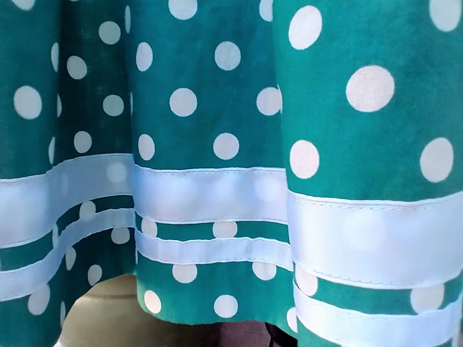 Drop Waist Dress Green and White Polka Dot Summer Dress Cotton Great Britian by Laura Ashely - Image 5