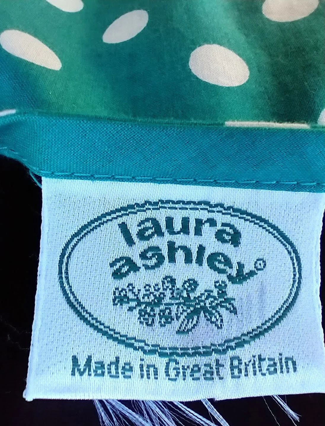 Drop Waist Dress Green and White Polka Dot Summer Dress Cotton Great Britian by Laura Ashely - Image 8