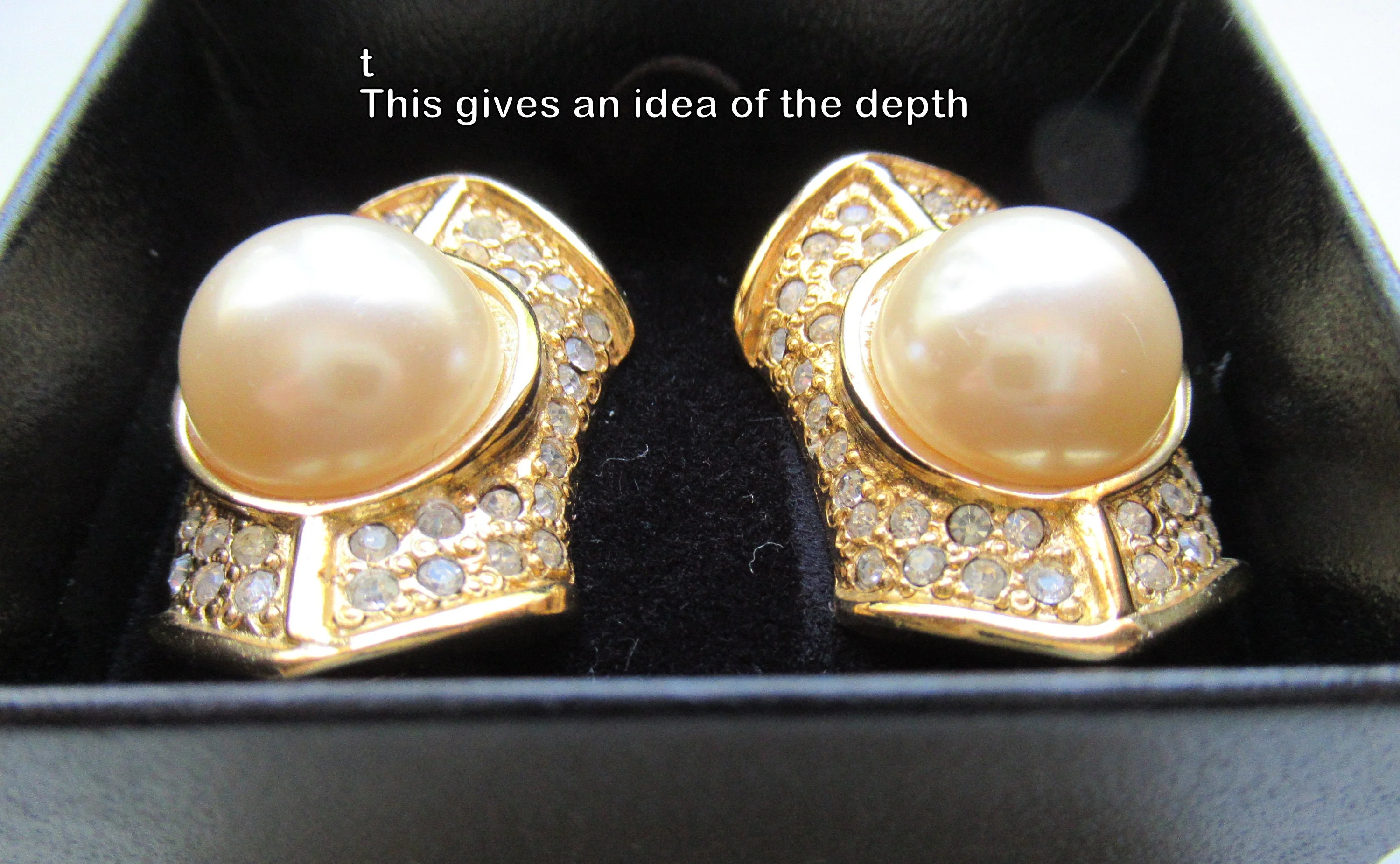 Earrings Clip Back, Pearl/rhinestones, Faux White Pearl and Rhinestones, Comfort Clip, 80s Vtg, Dressy, Unsigned, Just Over 1 Inch Long - Image 5