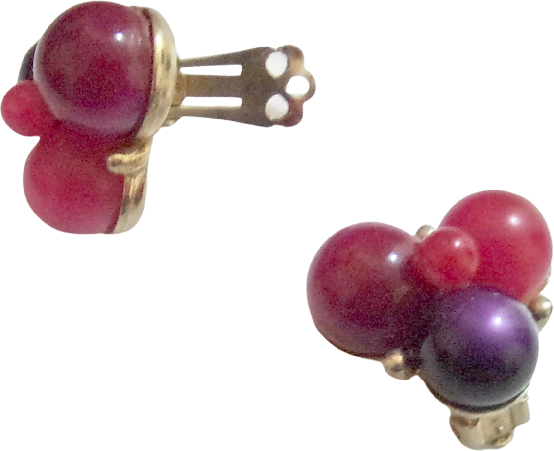 Earrings Fat Cranberry Grape Raspberry Clip On By Coro - Image 3