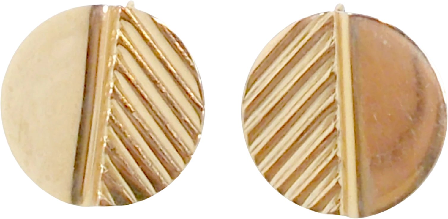 Earrings Goldtone Clip On Ribbed Round By Napier