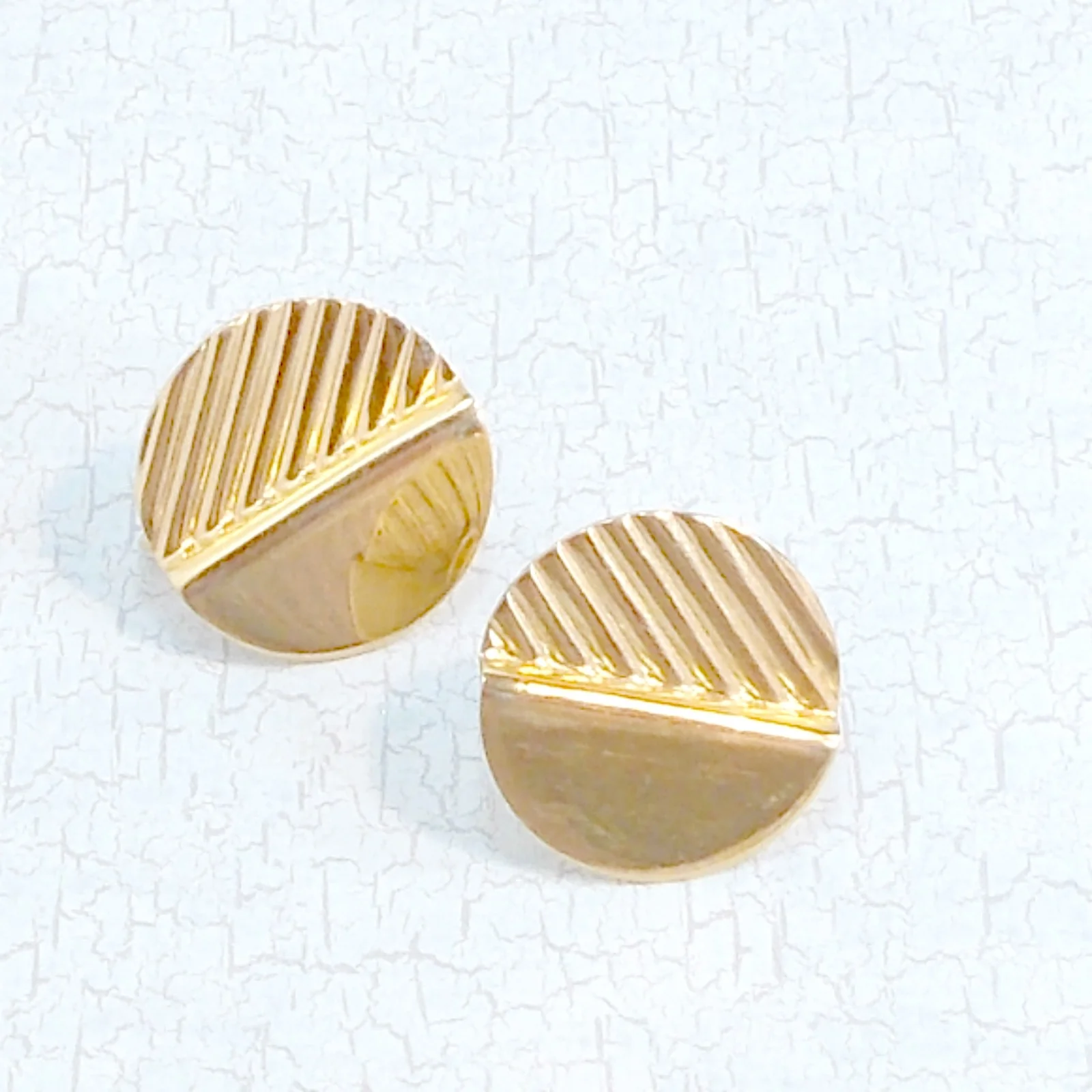 Earrings Goldtone Clip On Ribbed Round By Napier - Image 3