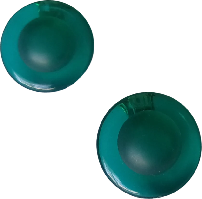 Earrings Green Matte Lucite Sombrero Shape Clip On