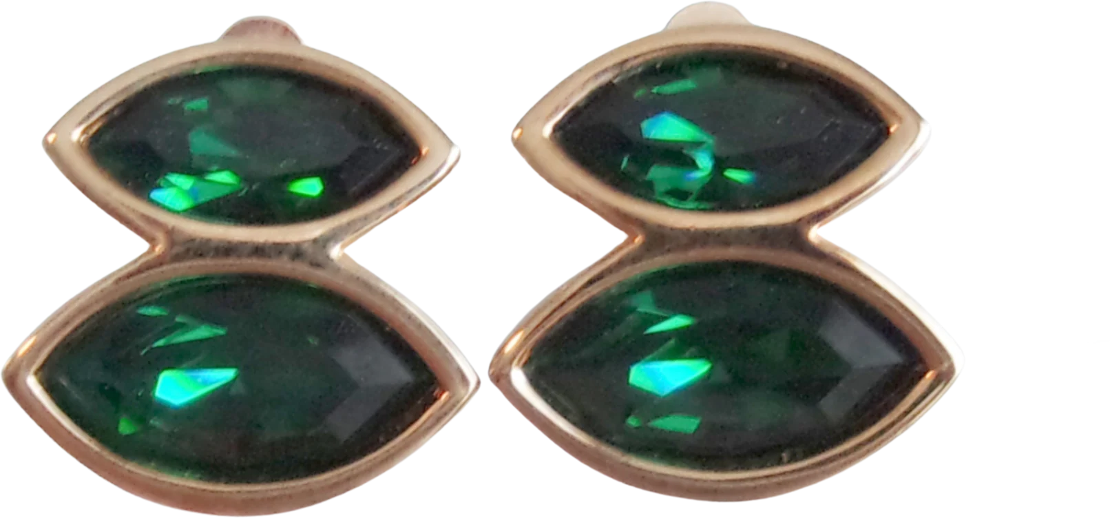 Earrings Green Swarovski Crystals Goldtone Clip On By S.a.l. Swarovski