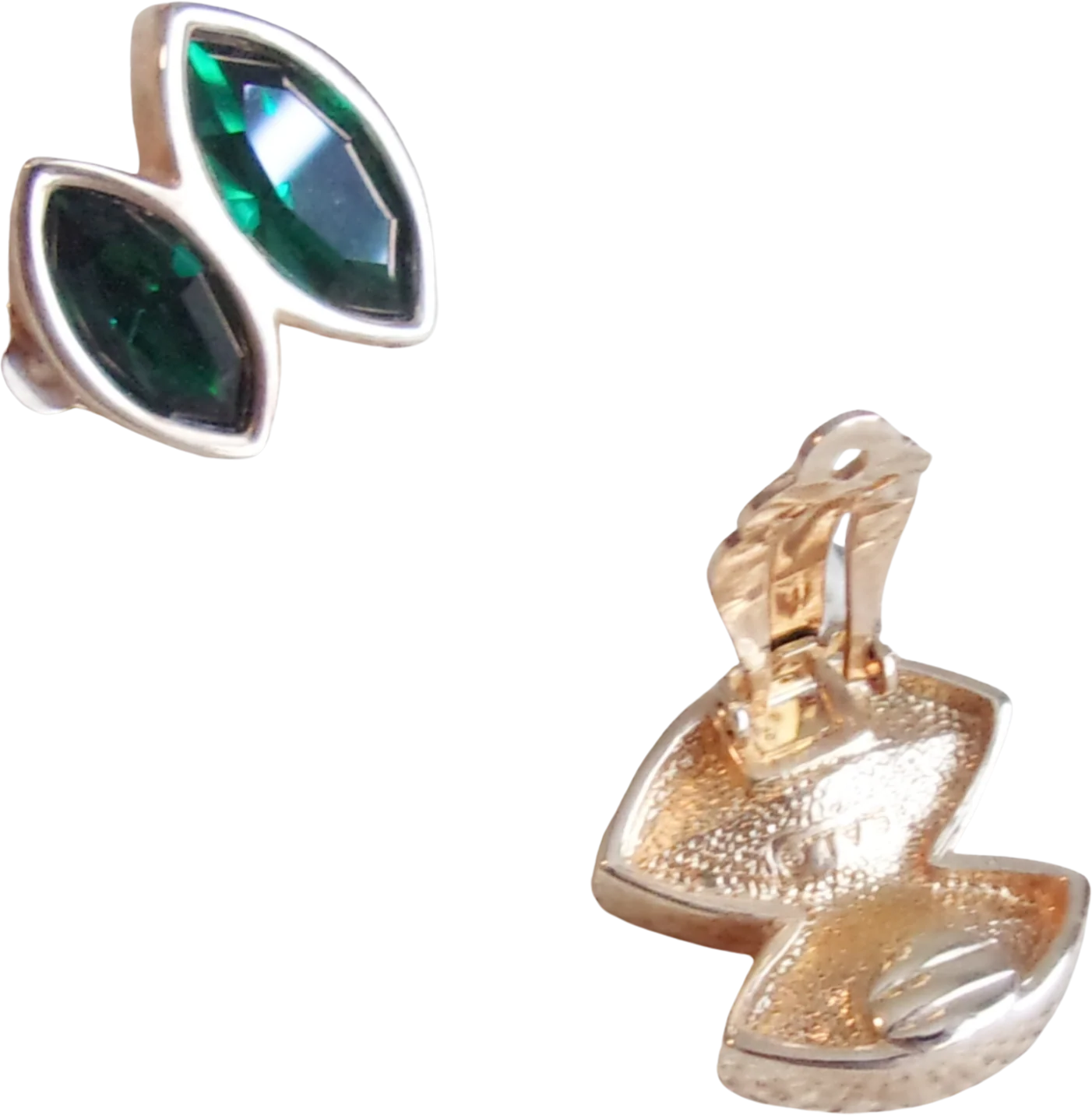 Earrings Green Swarovski Crystals Goldtone Clip On By S.a.l. Swarovski - Image 2