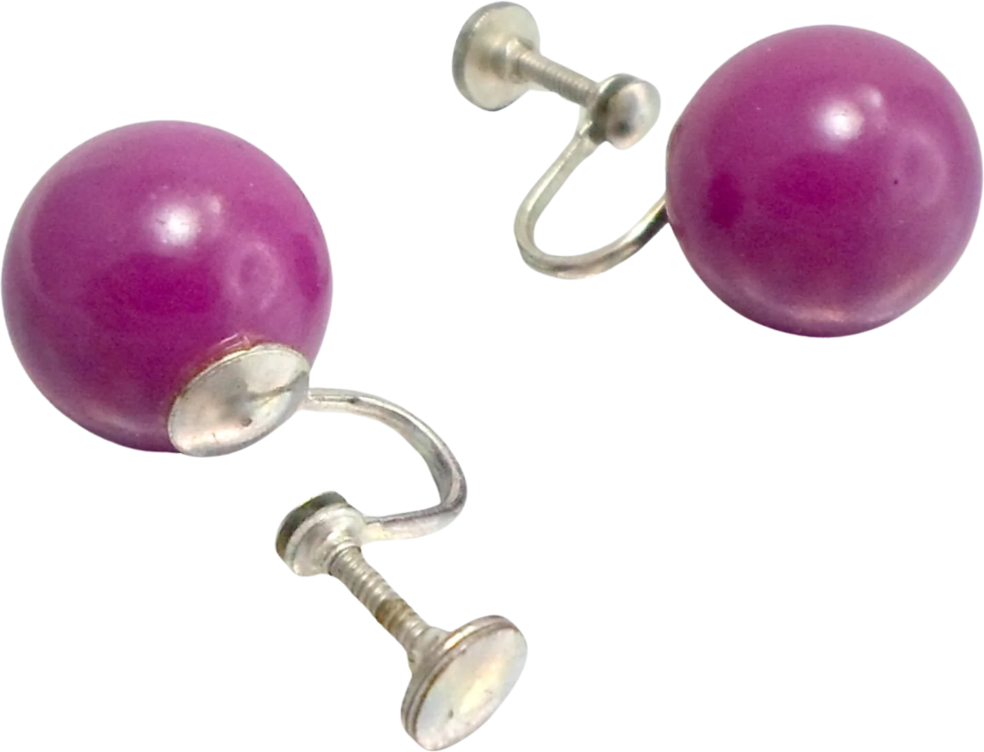Earrings Purple Violet Ball Screw Back - Image 2