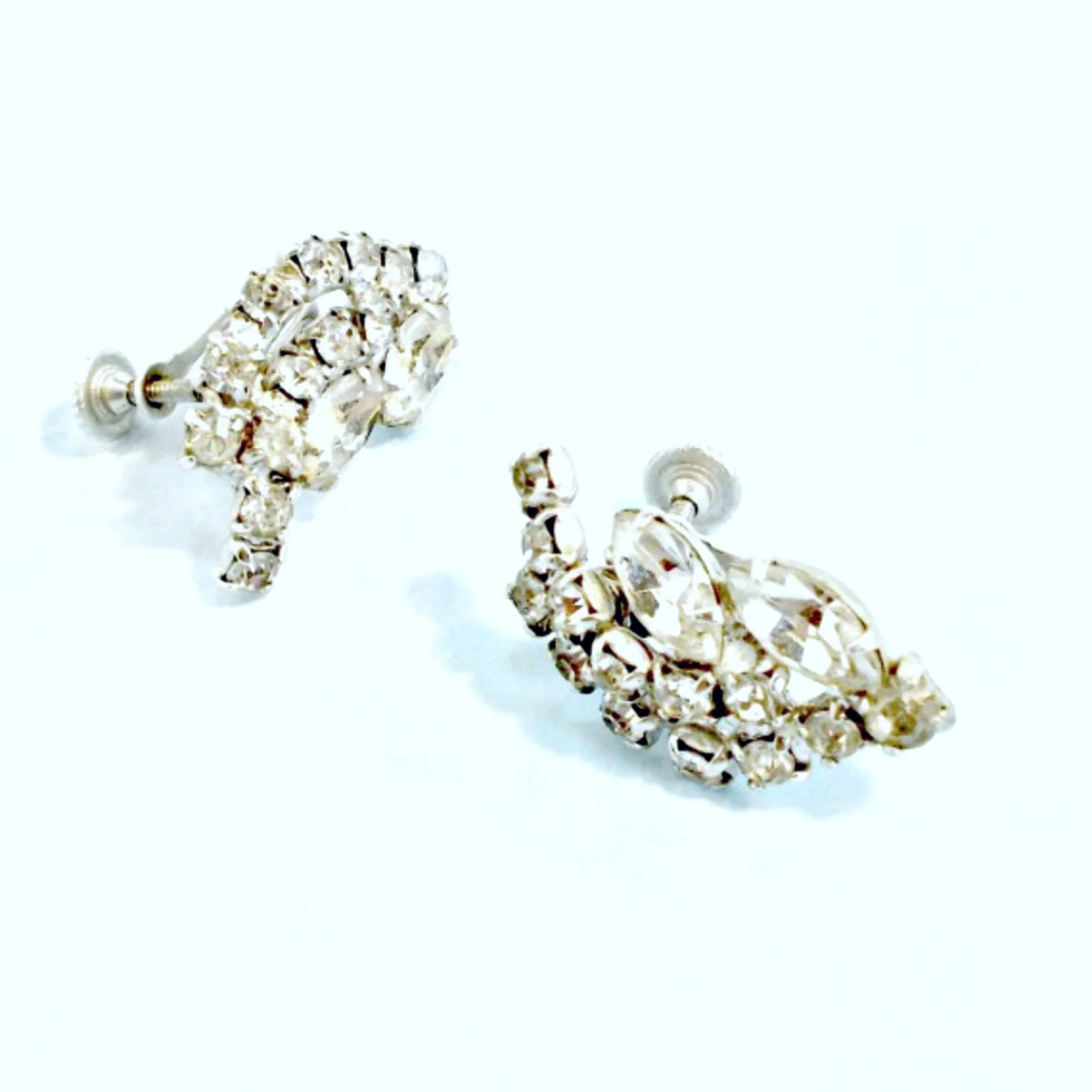 Earrings Rhinestone Navettes Screw Back - Image 4