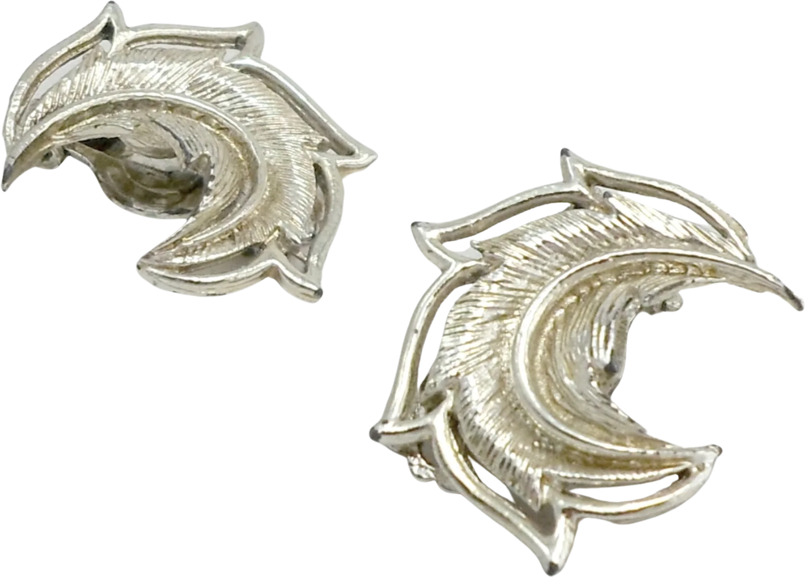 Earrings Swirly Pinwheel Feather Clip On