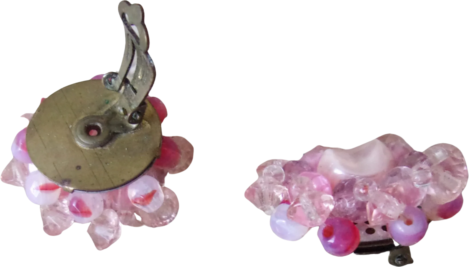 Earrings West Germany Pink Cluster Clip On - Image 2