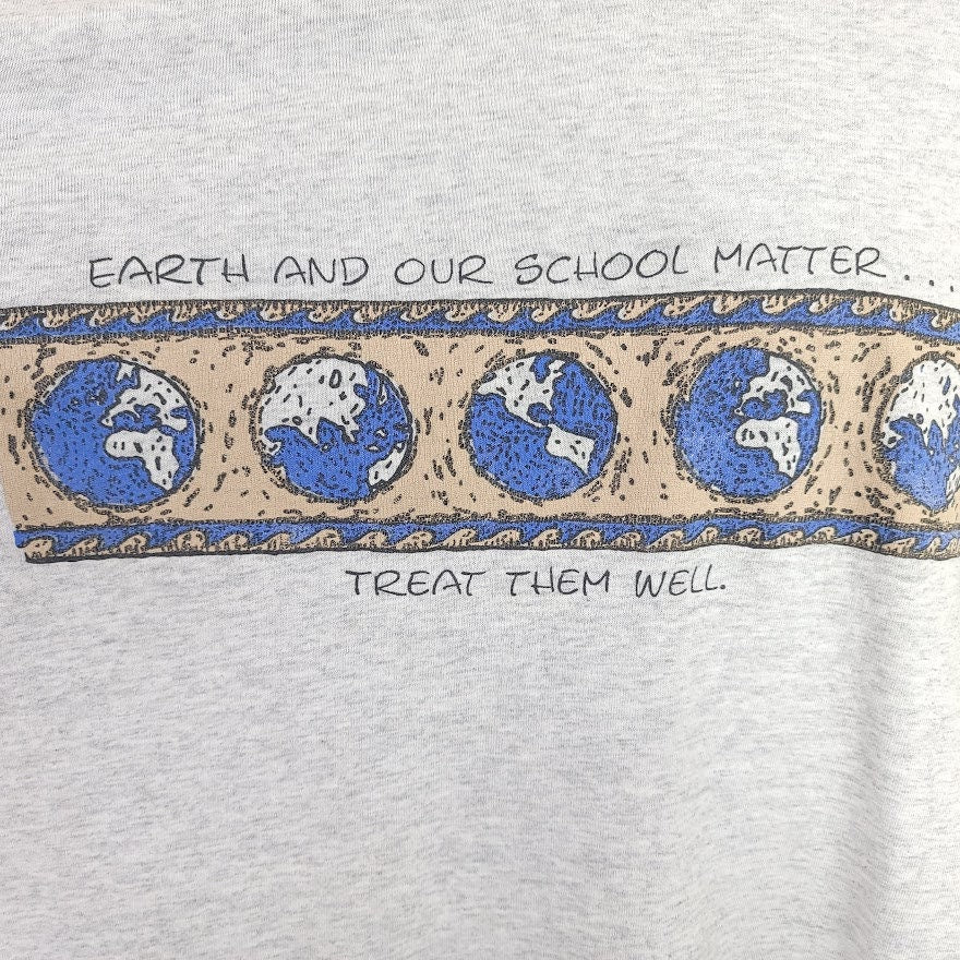 Earth Day T-Shirt Vintage 90s Earth and School Matter Treat Them Well Made In Usa Mens Size 2xl - Image 2