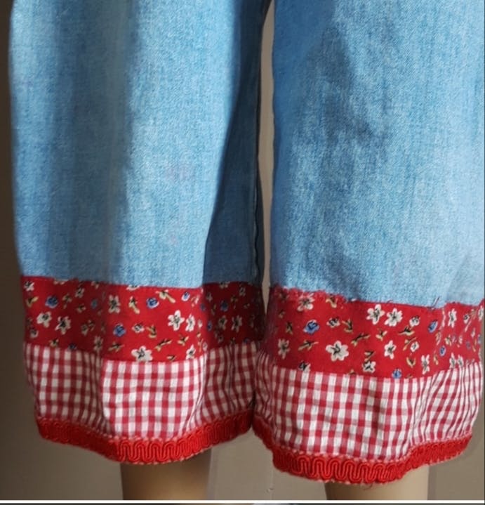 Denim Carpenter Overalls with Red Hem by Denim Patch - Image 5