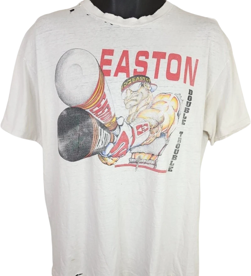 Easton Baseball Bats T-Shirt Vintage 90s Destroyed Made In Usa Mens Size Large
