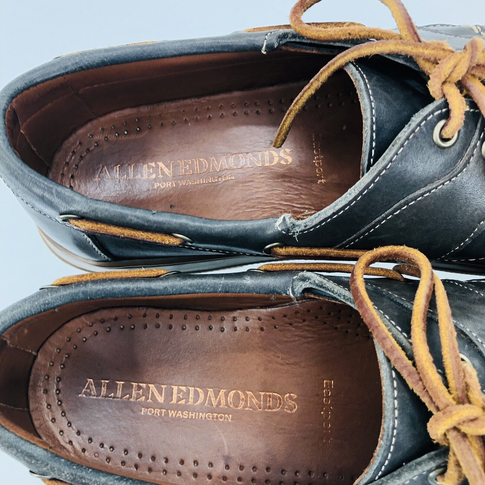 Eastport Gray Leather Boat Shoes Mens 12 D Lace Up Loafers by Allen Edmonds - Image 5