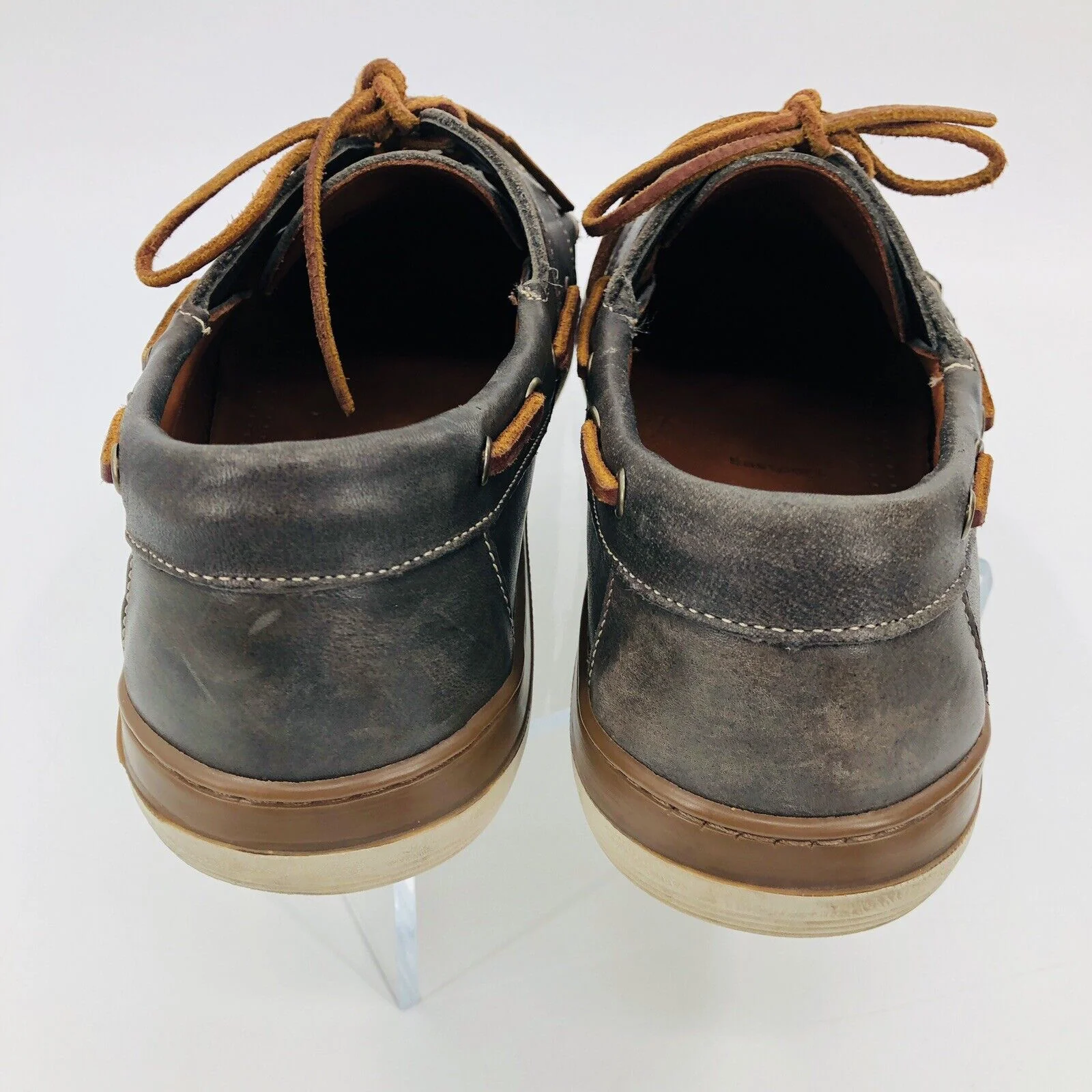 Eastport Gray Leather Boat Shoes Mens 12 D Lace Up Loafers by Allen Edmonds - Image 6