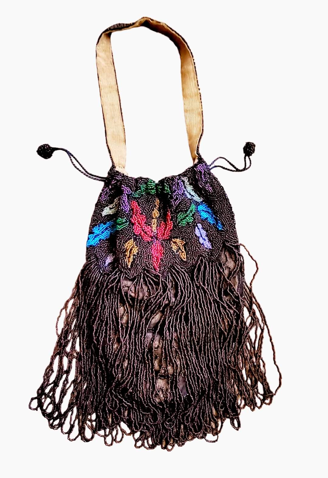 Edwardian Antique Exquisitely Beaded Reticule Bag Purse - Image 3