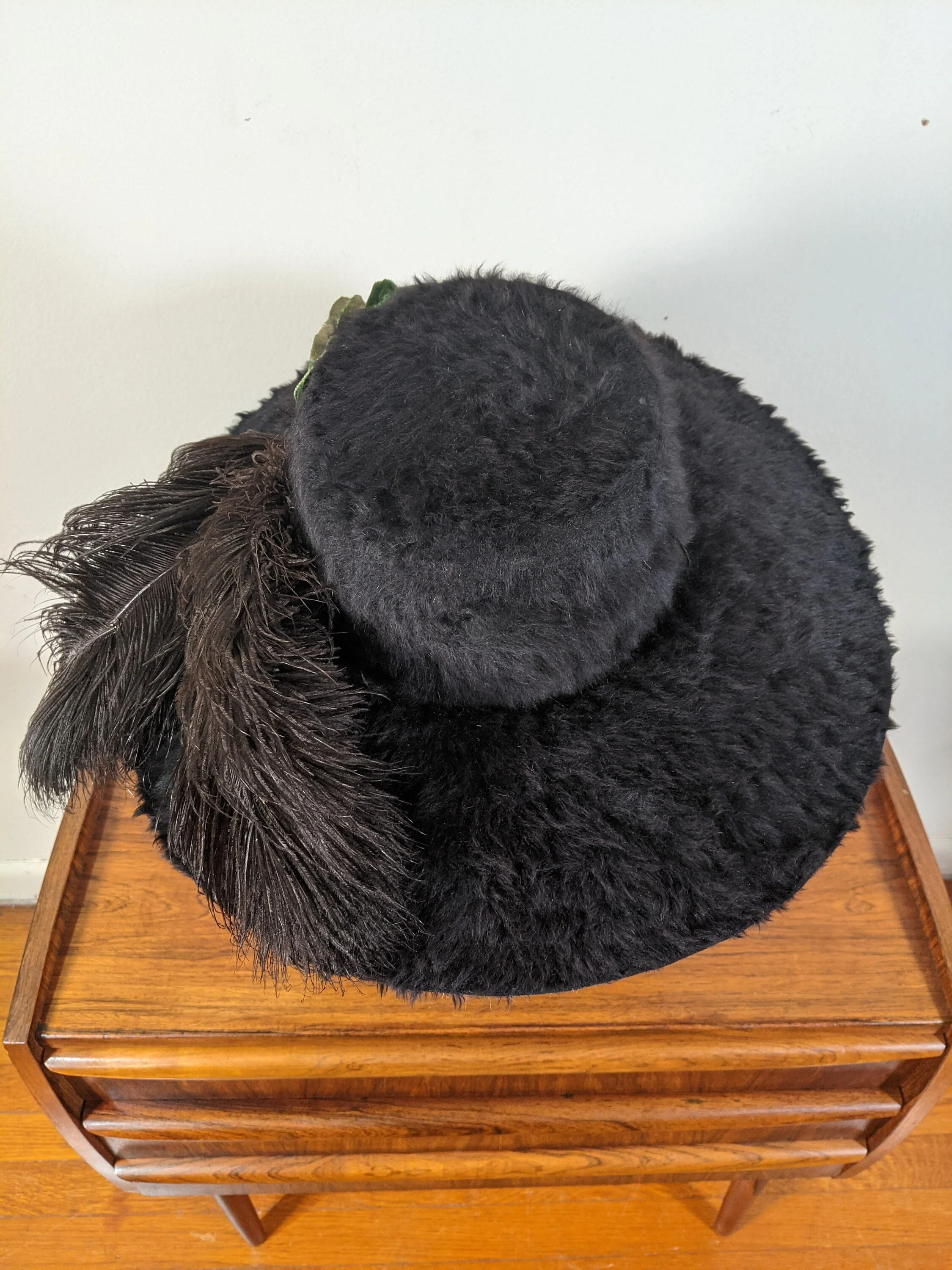 Edwardian Beaver Hat Ostrich Feather Antique Edwardian Clothing Historical Fashion Accessories - Image 5
