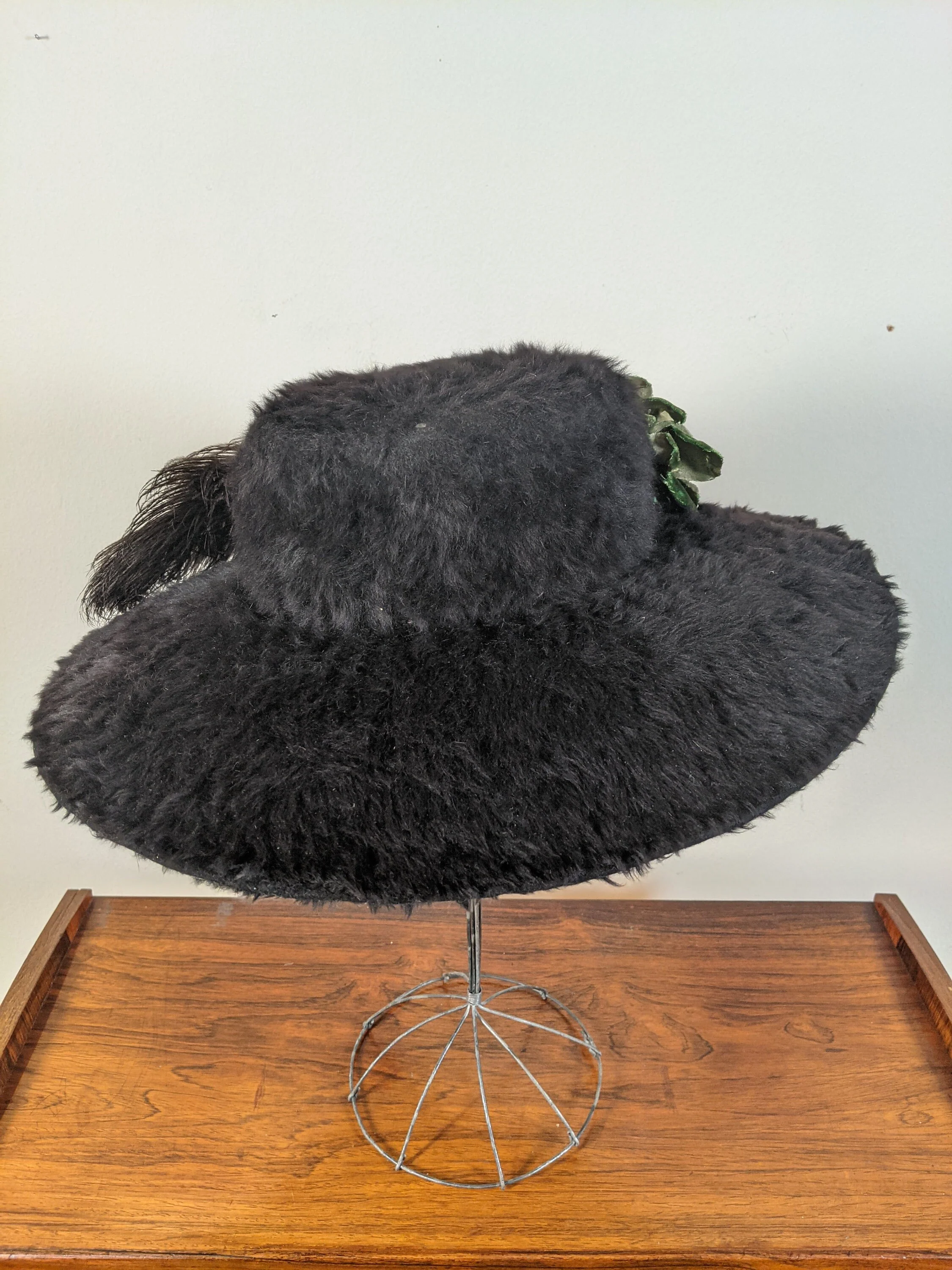 Edwardian Beaver Hat Ostrich Feather Antique Edwardian Clothing Historical Fashion Accessories - Image 6