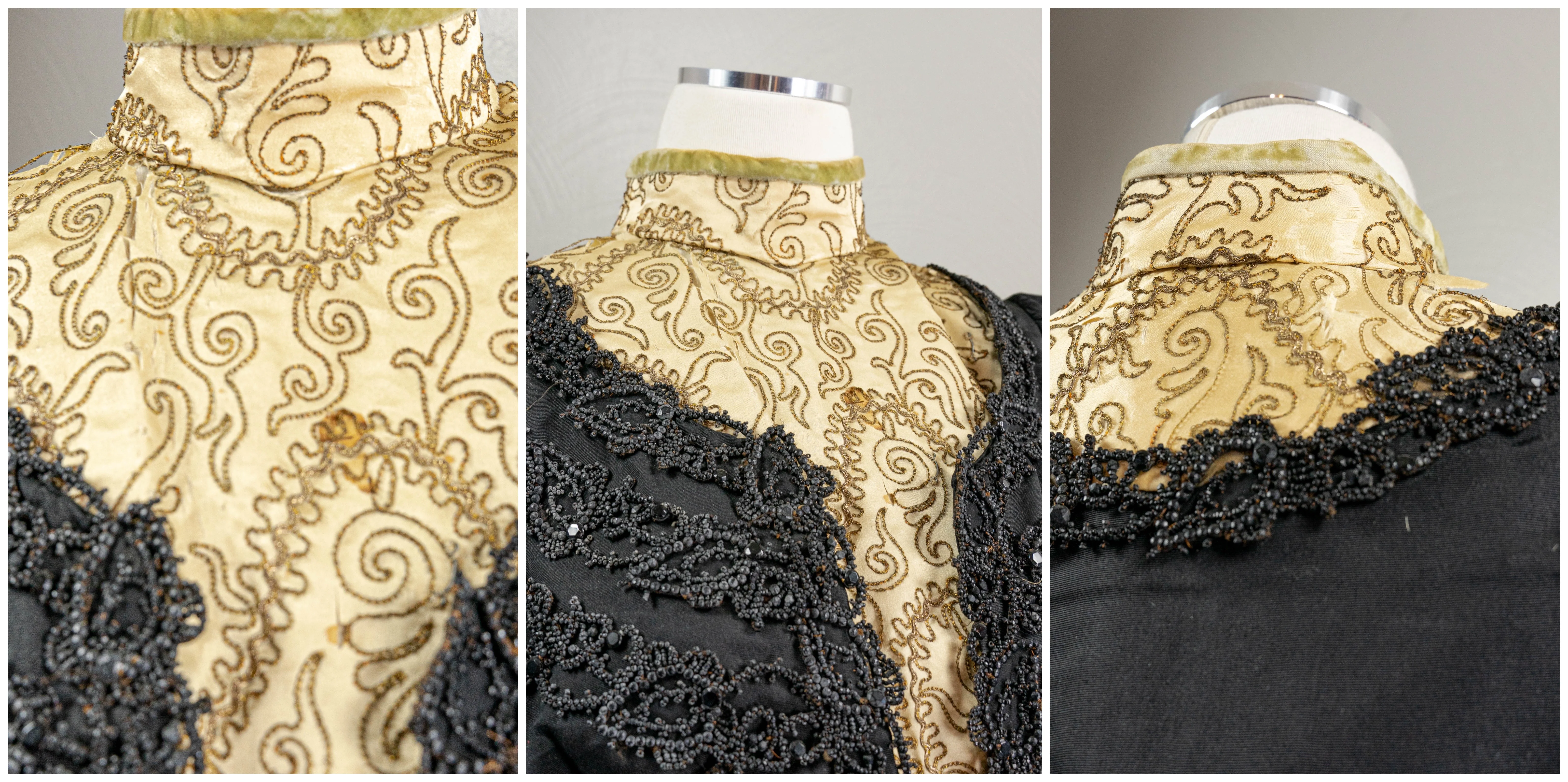Edwardian Black Silk Taffeta Dress Jet Beading, Soutache, - Image 5